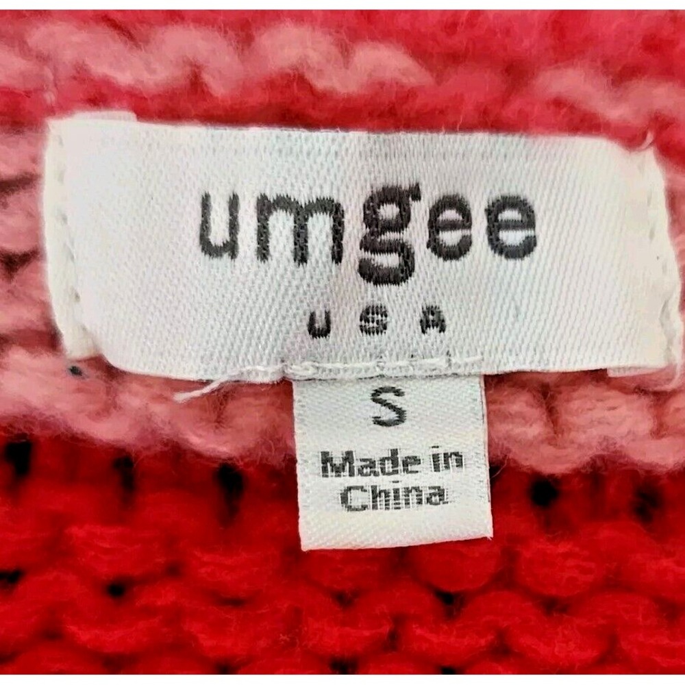 Umgee Striped‎ Relaxed Knit Crew Neck Long Sleeve Sweater Pullover Small Pompoms - Picture 3 of 8
